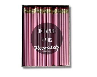Pastel Pink Custom Pencils | Personalized Pencils | Wedding Favors | Party Favors | Business Branding | Bulk Pencils | Holographic Foil