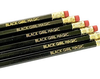 Black Girl Magic Pencil Set | Set of Six Foil Stamped Pencils | Cute Stationery | Stocking Stuffer | Gifts for Her | Gifts for Teachers