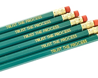 Trust the Process Pencil Set | Set of Six Foil Stamped Pencils | Cute Stationery | Motivation | Gifts for Her | Gifts for Him | Inspiration