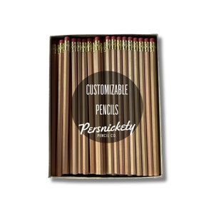 Natural Wood Custom Pencils | Personalized Pencils | Holographic Foil | Wedding Favors | Party Favors | Business Branding | Bulk Pencils |