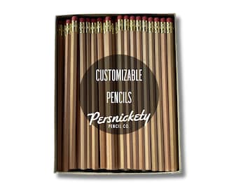 Natural Wood Custom Pencils | Personalized Pencils | Holographic Foil | Wedding Favors | Party Favors | Business Branding | Bulk Pencils |