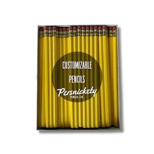 Pastel Yellow Custom Pencils | Personalized Pencils | Holographic Foil | Wedding Favors | Party Favors | Business Branding | Bulk Pencils
