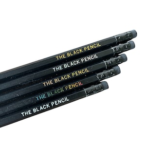 All Black Custom Pencils Holographic Foil Personalized Pencils Wedding Favors Party Favors Business Branding Bulk Pencils image 2