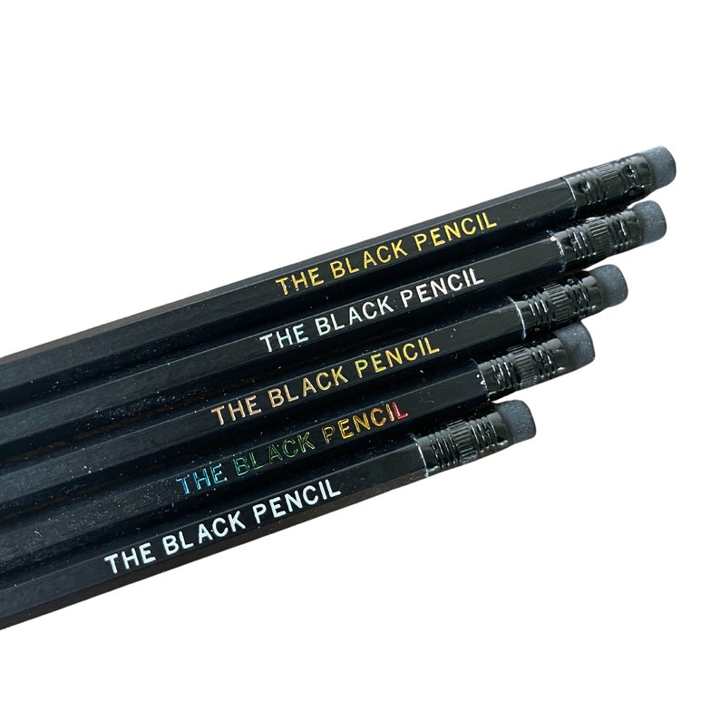 All Black Custom Pencils Holographic Foil Personalized Pencils Wedding Favors Party Favors Business Branding Bulk Pencils image 2