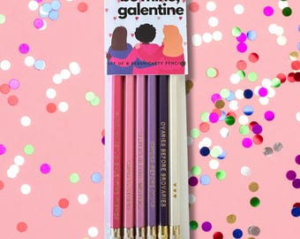 Galentines Pencil Set | Cute Stationery | Stocking Stuffer | Unique Gifts | Parks & Rec | Happy Galentines | Gifts for Her | Pink Pencils