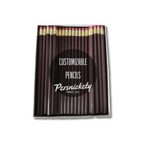 Brown Custom Pencils | Personalized Pencils | Holographic Foil | Wedding Favors | Party Favors | Business Branding | Bulk Pencils
