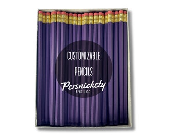 Violet Purple Custom Pencils | Personalized Pencils | Holographic Foil | Wedding Favors | Party Favors | Business Branding | Bulk Pencils