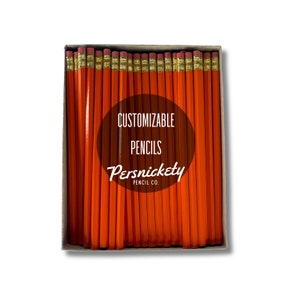 Orange Custom Pencils | Personalized Pencils | Holographic | Event Favors | Wedding Favors | Party Favors | Business Branding | Bulk Pencils