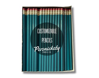 Teal Custom Pencils | Personalized Pencils | Holographic Foil Event Favors | Wedding Favors | Party Favors | Business Branding | Bulk Pencil