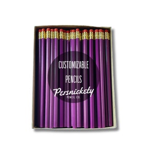 Plum Purple Custom Pencils | Personalized Pencils | Wedding Favors | Party Favors | Business Branding | Bulk Pencils | Holographic Foil