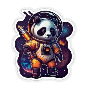 Espacio Panda pegatina lindo astronauta Kawaii temática Panda vinilo calcomanía