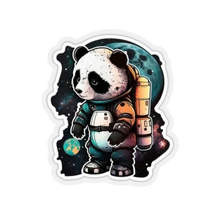Pegatina de panda espacial, calcomanía de vinilo de oso astronauta lindo