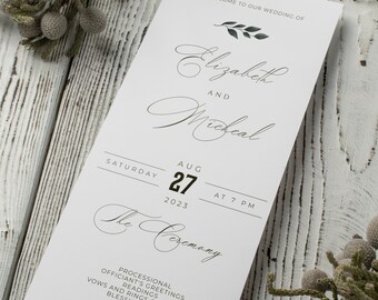 NORA Minimalist Wedding Programs Template Download, Minimalist Program, Program Template, Editable Program, Boho Printable Wedding Program