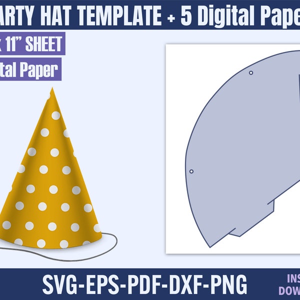 Party Hat Template, Party Hat Svg, Birthday Hat Template, Blank Hat Template, Paper Hat Template, No Glue Party Hat Template