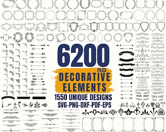 6200 Decorative Elements SVG Bundle: Borders, Dividers, Flourishes (Digital Download)