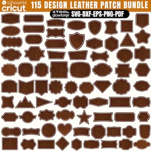 Leren patch bundel SVG, hoed patch SVG, leren patch vormen, faux lederen patch SVG, lederen patch lasergesneden bestand, Xtool, Cricut