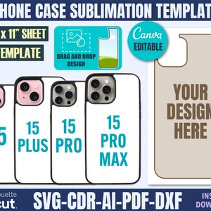 Modello per custodia per telefono 15, modello per sublimazione per custodia 15 Pro, modello per iPhone 15 Pro Max, modello per custodia per telefono 15 Plus, modello per custodia per telefono