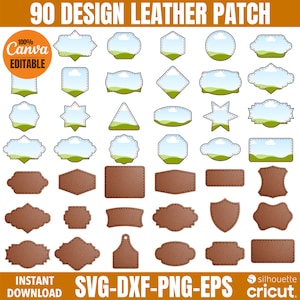 Patch en cuir Svg, modèle de patch en cuir, chapeau de patch en cuir personnalisé, patchs de chapeau Svg, forme de patch avec points de suture Svg, patch en cuir Png