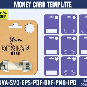Modello di carta di denaro in formato Svg, carta di denaro in formato Svg, porta soldi in formato Svg, porta carta di denaro in formato Svg, carta di denaro di compleanno in formato Svg, porta carta regalo in formato Svg