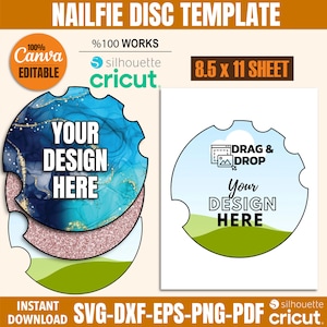 Nailfie Disc Template: Canva, Cricut, Silhouette (Digital Download)