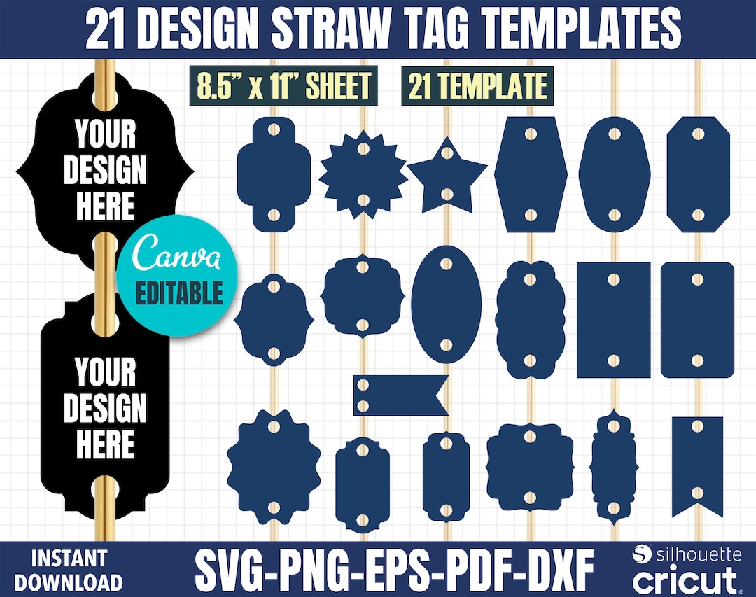 Straw Tag Template Svg, Straw Tag Template, Printable Straw Tag, Party ...