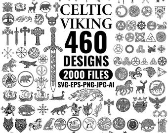 460 Viking Celtic SVG Bundle | Norse Runes, Celtic Knots & Symbols | Tattoo-Laser Engraving Designs | Cricut File