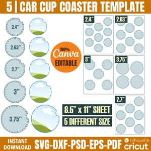 Car Cup Coaster Template, Car Cup Holder Coaster Template, Car Cup Coaster Svg, Car Cup Coaster Canva Template, Sublimation Template