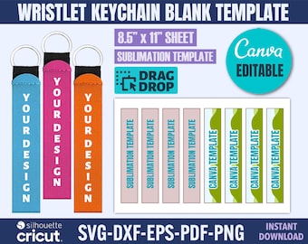 Wristlet Keychain Sublimation Template: Canva Editable (Digital Download)