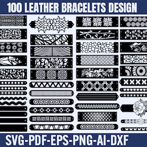 100 Leather Bracelet, Leather Bracelets Svg, Faux Leather Svg, Bracelet Svg, Bracelet file for Cricut, Bracelet Laser cut