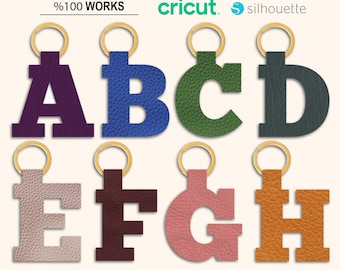 Alphabet Key Fob SVG: Faux Leather Keychain Template (Digital Download)
