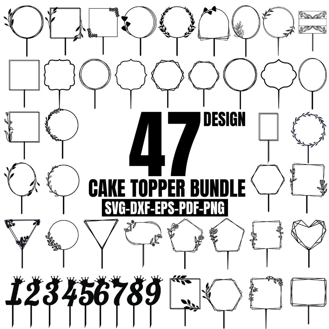 Cake Topper SVG Bundle, Laser Cut Files (47 Designs) - Etsy