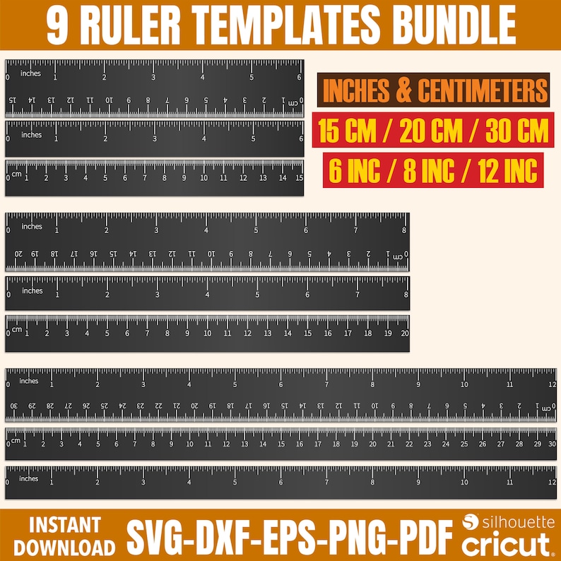 Ruler SVG Template Bundle: Inches & Centimeters (digital Download) - Etsy