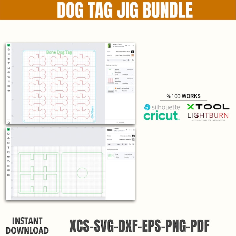 Dog Tag Jig Bundle | Xtool Dog Bone Tag Jig & Rectangle Dog Tag Jig ...