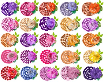 Rolled Paper Flower SVG Bundle: 3D Flower Templates (Digital Download)