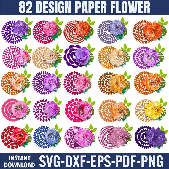 Rolled Paper Flower SVG Bundle: 3D Flower Templates (Digital Download)