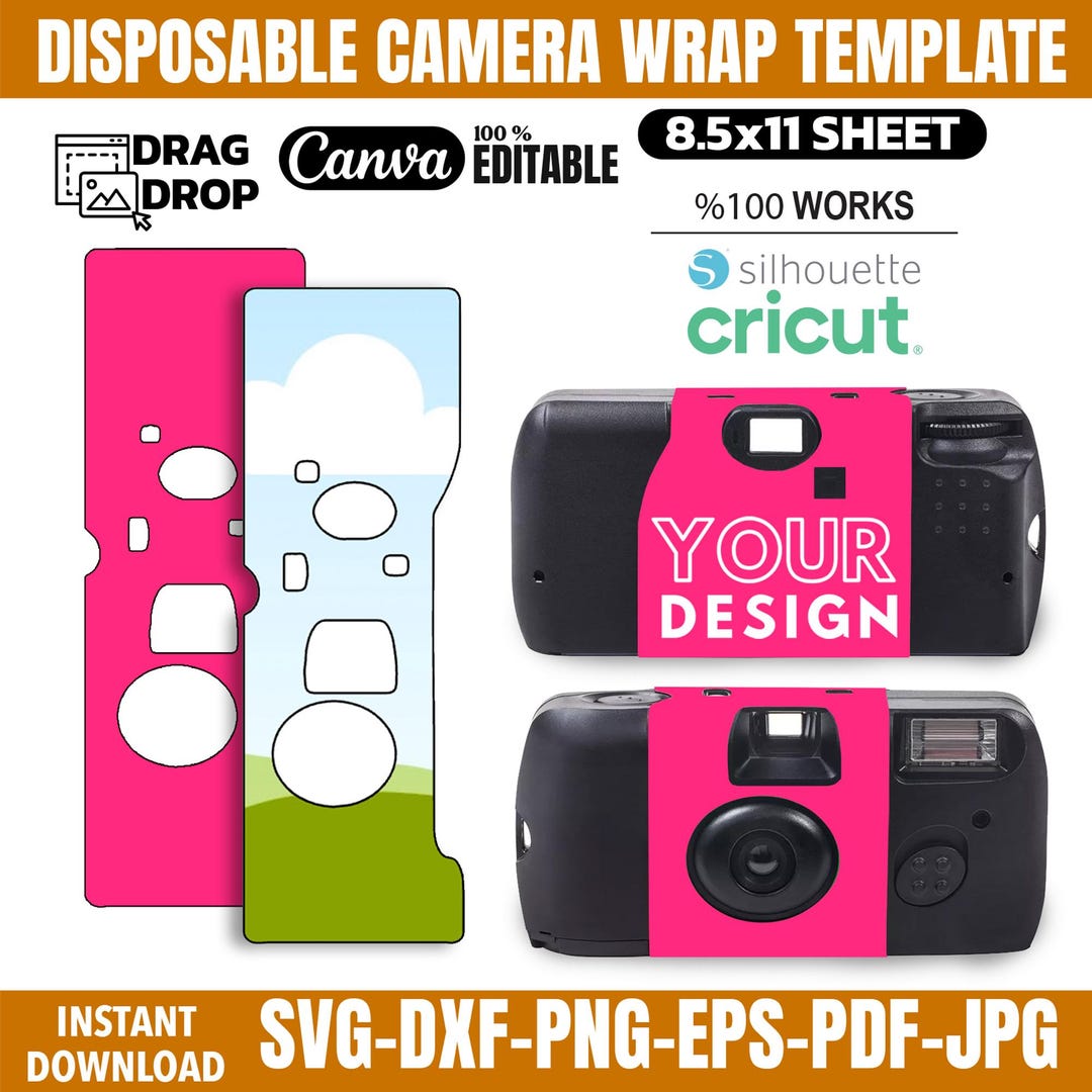 Disposable Camera Wrap Template, Quicksnap Film Camera, Canva Editable ...