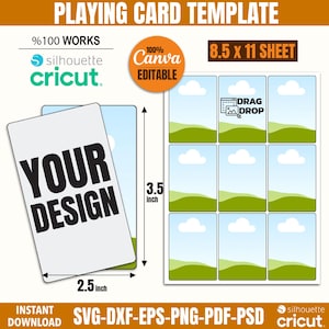 Leere Spielkarte Vorlage, Spielkarte svg, Poker Karte Vorlage, bearbeitbare Trading Card Vorlage, DIY Spielkarte, ziehen und ablegen Canva