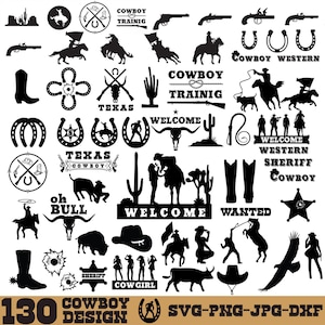 Cowboy SVG Bundle: Western Graphics, Rodeo Designs (Digital Files)