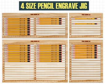 4 Pencil Engrave Jig Bundle, Pencil Jig Engrave Template, Laser Ready Pencil Jig Template, Pencil Jig Dxf, Lightburn file, Pencil Engraving