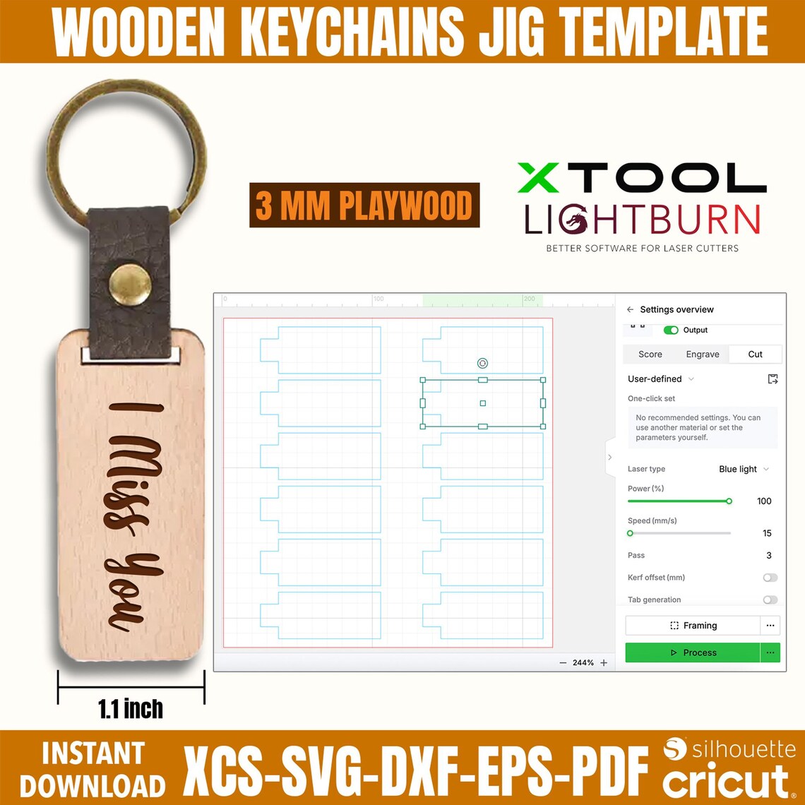 Templates Xtool Examples Xtool Keychain Jig Template: Laser Cut File (digital Download) - Etsy