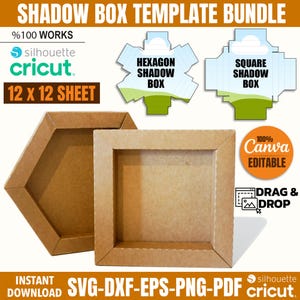 Shadow Box Template Bundle, Shadow Box Svg, Light Box Template, 3d Shadow Box Template, Shadow Box Frame, Cricut, Paper Box Frame