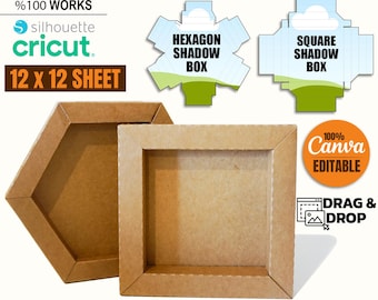Pakiet szablonów 3D Shadow Box: Cricut i Canva (SVG, PNG, PDF)