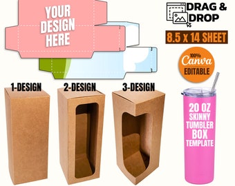 20 Oz Skinny Tumbler Box Template Bundle, Cricut-Silhouette Box