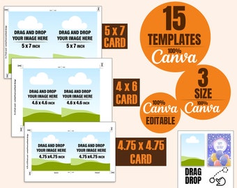 Greeting Card Canva Template Bundle: Drag & Drop Invitation (Digital Download)