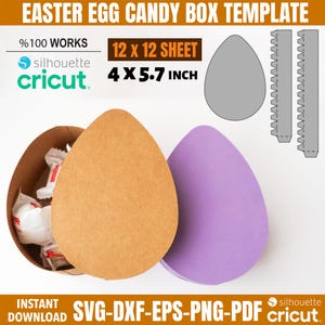 Easter Egg Box Template, Egg Box Svg, Box Svg, Party Favor Box, Candy Box Cut File, Treat Box Svg, Easter Svg Boxes, Cricut Silhouette File
