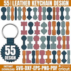 Leather Keychain Laser Cut, Keychain Svg, Keyring Design Files, Keychain Laser Cut Files, Leather Keychain Key Fob cutting Template
