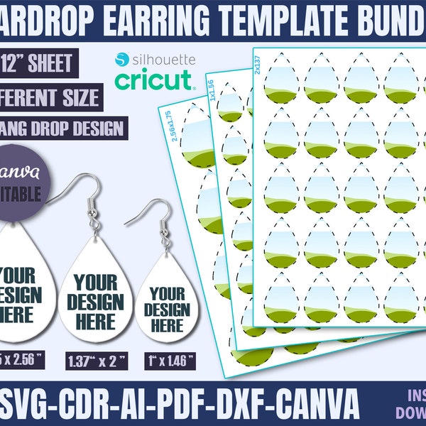 Teardrop Earring Template Svg, Teardrop Earring Sublimation Template Svg, Teardrop Earring Sublimation CANVA Template, Sublimation Earring