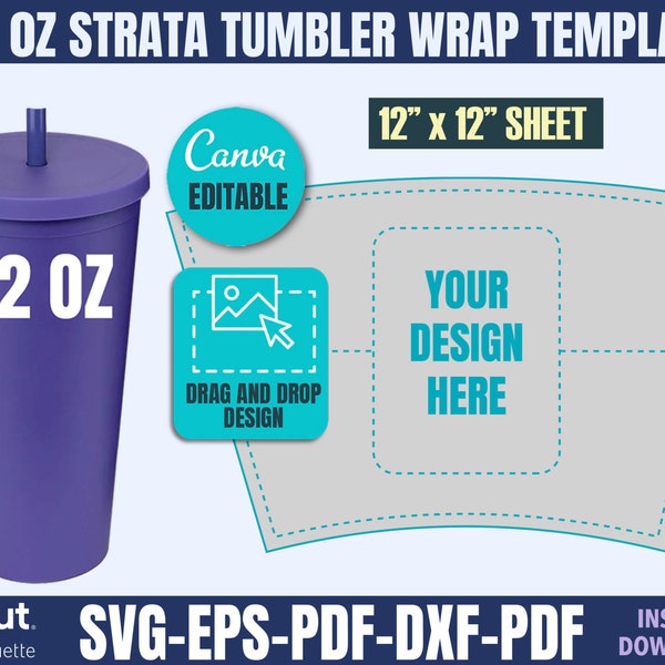 Strata Tumbler Template, 22 Oz Strata Tumbler Wrap, 22 Oz Strata Template, Sublimation Template, Full Wrap Tumbler Template, Cricut svg