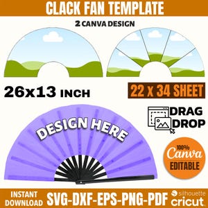 Clack Fan Template Canva Editable, Sublimation Fan Template, Chinese Fan Template, Festival Hand Fan, Sublimation Template, Canva Editable