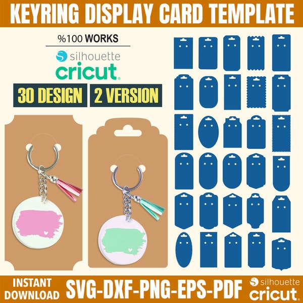 Keyring Display Card Template, Keyring Display Card Svg, Keychain Packaging, KeyRing Tag svg, Keychain Card Template, Keychain card svg